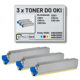 3-PAK Multibox Toner do OKI C801 C821 cyan/magenta/yellow zamiennik