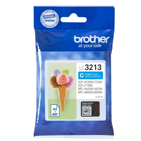 BROTHER tusz LC3213C oryginalny cyan 400 stron