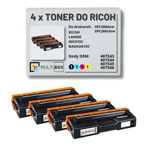 4-PAK Multibox toner do RICOH SPC260 407543 407544 407545 407546 zamiennik