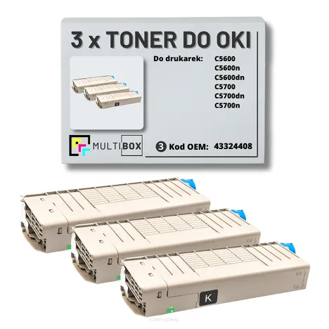 3-PAK Multibox Toner do OKI C5600 C5700 43324408 black zamiennik