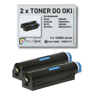 2-PAK Multibox Toner  do OKI B432 B512 MB492 MB562 45807111  zamiennik