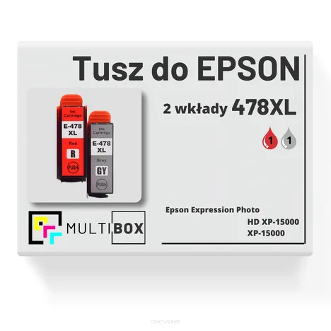 2-PAK Multibox Tusz do EPSON 478XL T04F5 T04F6 red + grey zamiennik