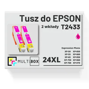 2-PAK Multibox Tusz do EPSON 24XL T2433 C13T24334010 magenta zamiennik
