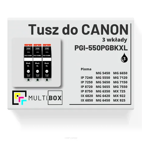 3-PAK Multibox Tusz do CANON PGI550PGBKXL black pigment zamiennik