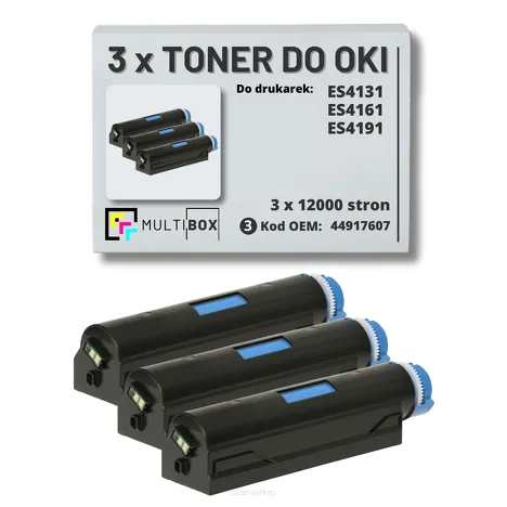 3-PAK Multibox Toner do OKI ES4131 ES4161 ES4191 44917607  zamiennik