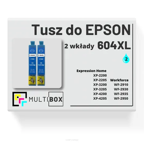 2-PAK Multibox Tusz do EPSON 604XL T10H2 C13T10H24010 cyan zamiennik