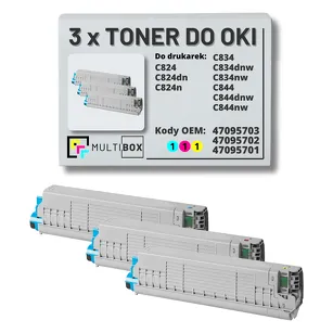 3-PAK Multibox Toner do OKI C824 C834 C844 cyan/magenta/yellow zamiennik