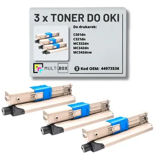 3-PAK Multibox Toner do OKI C301 C321 MC332 MC342 44973536 black zamiennik