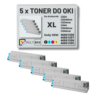 5-PAK Multibox Toner do OKI C834 C844 XL black/cyan/magenta/yellow zamiennik