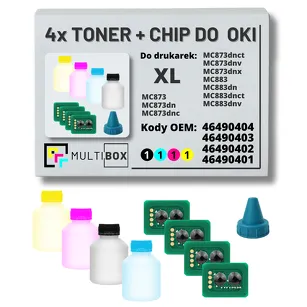 4-PAK Multibox Tonery + chipy do OKI MC873 MC883 XL 15,0K/3x10,0K