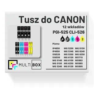 12-PAK Multibox Tusz do CANON PGI525 CLI526 black pigment / black / cyan / magenta / yellow zamiennik