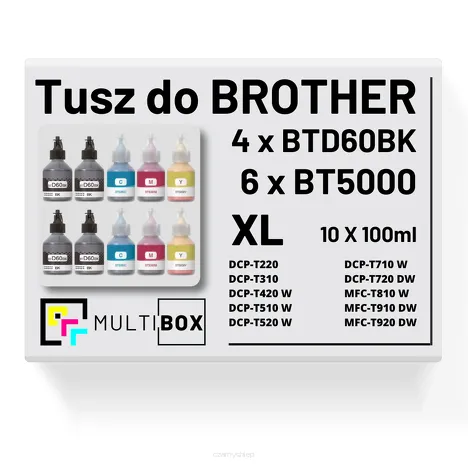 10-PAK Multibox Tusz do BROTHER BTD60BK + BT5000 CMY XL