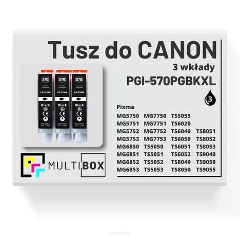 3-PAK Multibox Tusz do CANON PGI570PGBKXL black pigment zamiennik