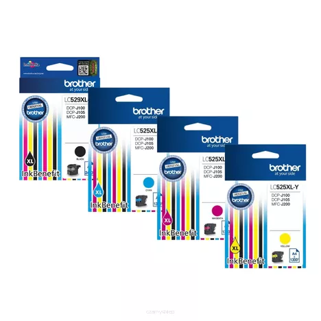 BROTHER tusz LC529XLBK + LC525XL CMY oryginalny 4-pak 3 x 1300 + 2400 stron