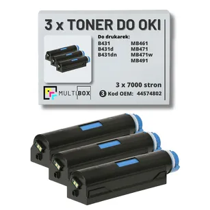 3-PAK Multibox Toner do OKI B431 MB461 MB471 MB491 44574802  zamiennik