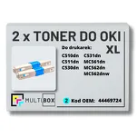 2-PAK Multibox Toner do OKI C510 C511 MC562 44469724 XL cyan zamiennik - 2