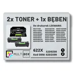 3-PAK Multibox 2x Toner + 1x Bęben do LEXMARK MX711 MX810 622X 62D2X00 52D0Z00 2x45.0K/100.0K zamiennik - 2