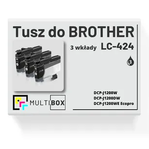 3-PAK Multibox Tusz do BROTHER LC424BK black zamiennik