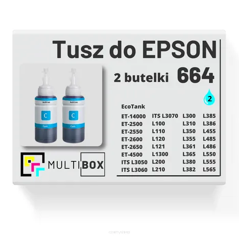 2-PAK Multibox Tusz do EPSON 664 T6642 C13T66424A cyan zamiennik