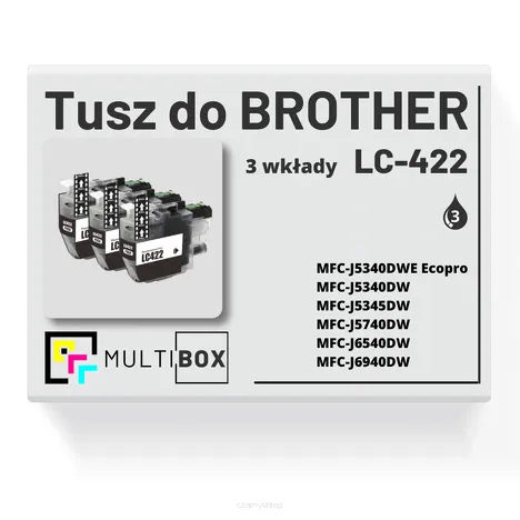 3-PAK Multibox Tusz do BROTHER LC422BK black zamiennik
