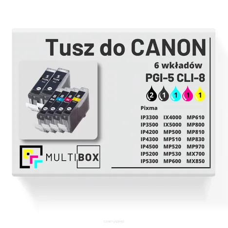 6-PAK Multibox tusz do CANON PGI5 CLI8 black pigment / black / cyan / magenta / yellow zamiennik
