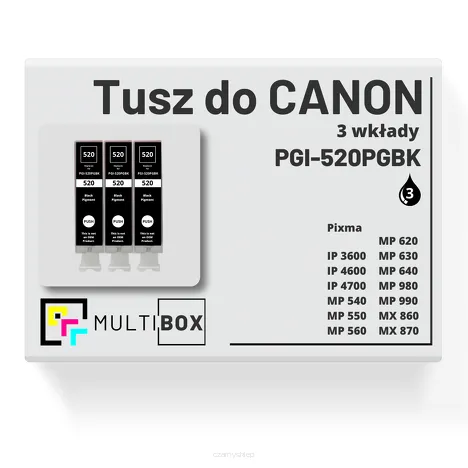 3-PAK Multibox Tusz do CANON PGI520PGBK black pigment zamiennik