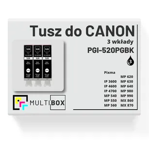 3-PAK Multibox Tusz do CANON PGI520PGBK black pigment zamiennik