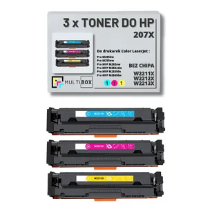 3-PAK Multibox Toner do HP 207X CMY W2211X W2212X W2213X zamiennik BEZ CHIPA