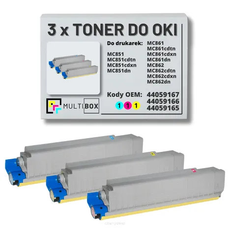 3-PAK Multibox Toner do OKI MC851 MC861 MC862 cyan/magenta/yellow zamiennik