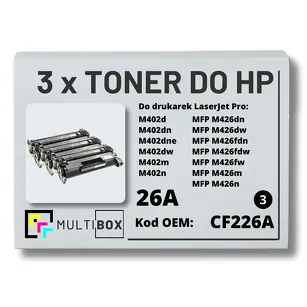 3-PAK Multibox Toner do HP CF226A 26A M402 M426 Zamiennik