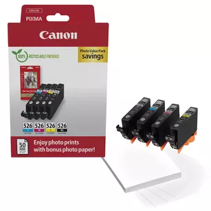 CANON tusz CLI526 + 50 x Papier 4540B019 oryginalny CMYK 4-pak