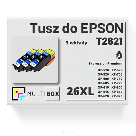 3-PAK Multibox Tusz do EPSON 26XL T2621 C13T26214010 black zamiennik