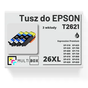 Tusz do EPSON 26XL T2621 C13T26214010 3-pak black zamiennik Multibox