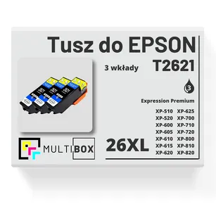 3-PAK Multibox Tusz do EPSON 26XL T2621 C13T26214010 black zamiennik