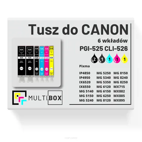 6-PAK Multibox tusz do CANON PGI525 CLI526 black pigment / black / cyan / magenta / yellow zamiennik