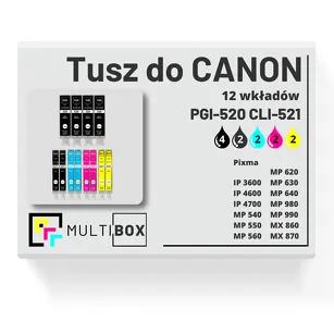 12-PAK Multibox Tusz do CANON PGI520 CLI521 black pigment / black / cyan / magenta / yellow zamiennik