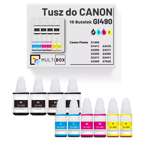 Tusz do CANON GI490 10-pak black / cyan / magenta / yellow zamiennik Multibox