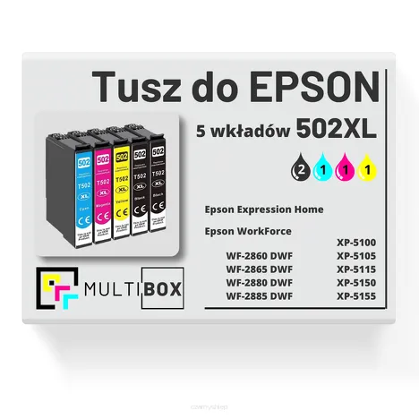 5-PAK Multibox Tusz do EPSON 502XL T02W1 T02W2 T02W3 T02W4 cyan / magenta / yellow / black zamiennik