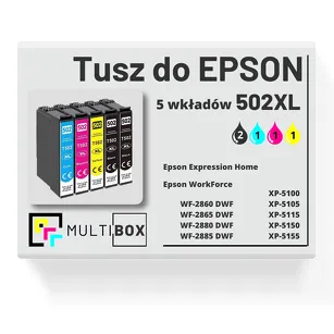 Tusz do EPSON 502XL T02W1 T02W2 T02W3 T02W4 5-pak cyan / magenta / yellow / black zamiennik Multibox