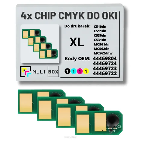 4-PAK Multibox zestaw Chipów CMYK do OKI C510 C511 C530 C531 MC561 XL MC562 4x5,0K