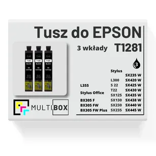 3-PAK Multibox Tusz do EPSON T1281 C13T12814010 black zamiennik