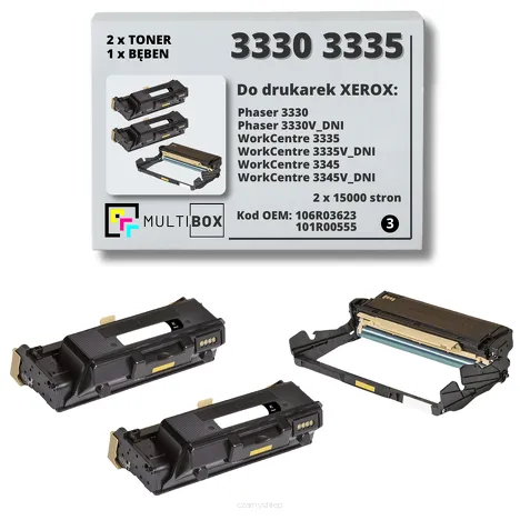 3-PAK Multibox 2x Toner + 1x Bęben do XEROX 3330 3335 106R03623 101R00555 2x15K/30K zamiennik