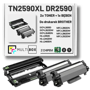 3-PAK Multibox 2x Toner + 1x Bęben do BROTHER TN2590XL DR2590 zamiennik Z CHIPEM