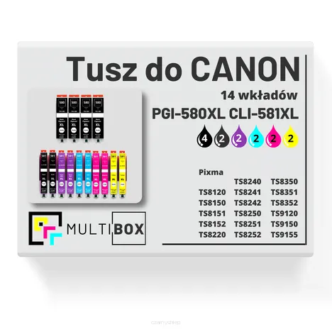 14-PAK Multibox Tusz do CANON PGI580XL CLI581XL  black pigment / black / cyan / magenta / yellow / photo Blue zamiennik
