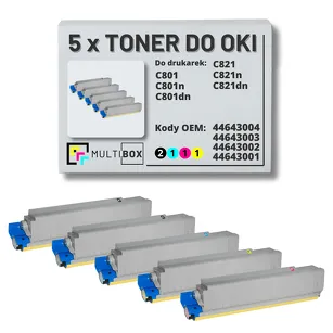 5-PAK Multibox Toner do OKI C801 C821 black/cyan/magenta/yellow zamiennik