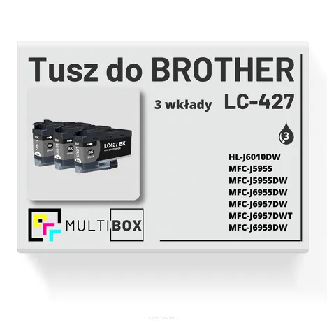 3-PAK Multibox Tusz do BROTHER LC427BK black zamiennik