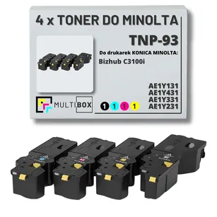 4-pak Toner do KONICA MINOLTA TNP-93 AE1Y131 AE1Y431 AE1Y331 AE1Y231 BIZHUB C3100i 6.0K/3x4.0K CMYK Multibox zamiennik