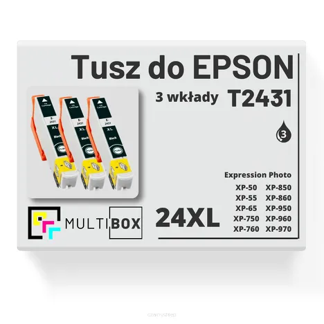 3-PAK Multibox Tusz do EPSON 24XL T2431 C13T24314010 black zamiennik