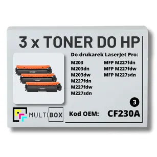 3-PAK Multibox Toner do HP CF230A 30A M203 M227 Zamiennik