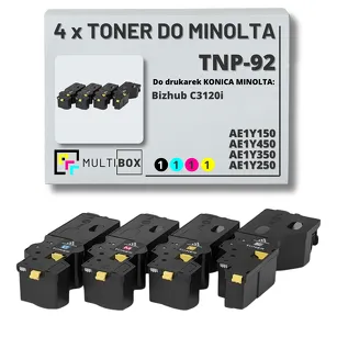 4-PAK Multibox Toner do KONICA MINOLTA TNP92 AE1Y150 AE1Y450 AE1Y350 AE1Y250 BIZHUB C3120i 6.0K/3x4.0K CMYK zamiennik